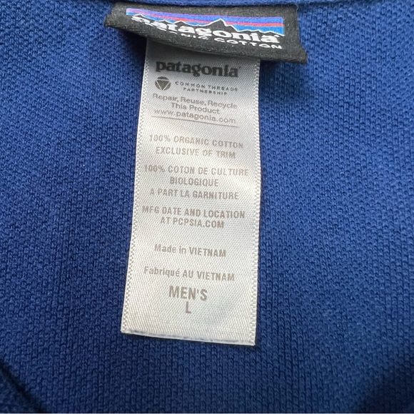 Patagonia Shirt Mens Large Blue Organic Cotton Short Sleeve Casual Embroidered - Picture 6 of 8